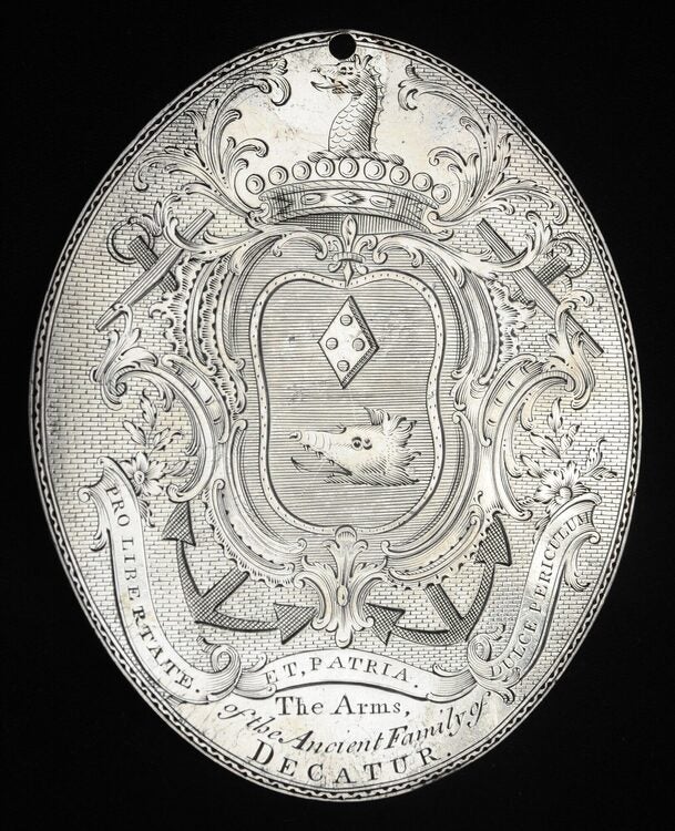 Stephen Decatur Ribbon An Important Presentation Medal Depicting Revolutionary War Naval Hero ...