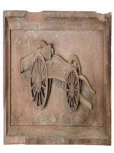 US ARSENAL STONE RELIEFS DEPICTING REVOLUTIONARY WAR ARTILLERY, C. 1800 (2).
