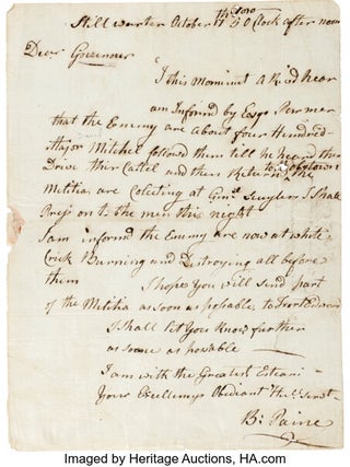 Item #122 American Revolution, Brinton Paine Autograph Letter Signed Regarding Sir John...