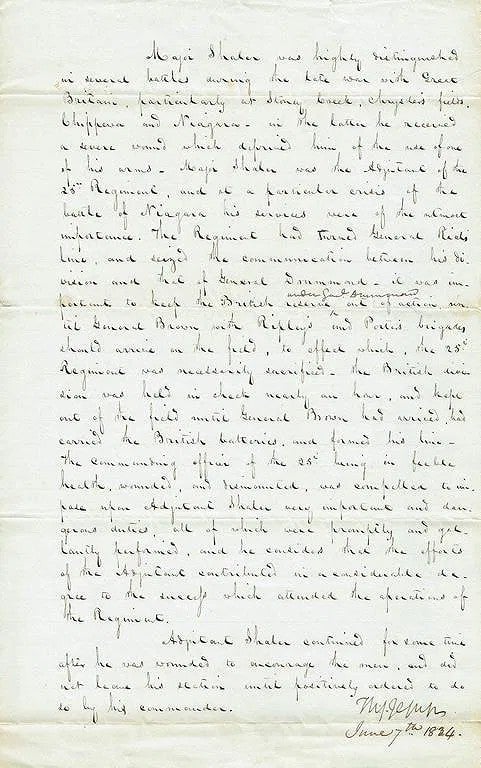 Item #124 TWO EYEWITNESS ACCOUNTS OF THE NIAGARA CAMPAIGN OF 1814. Thomas S. JESUP, US Army General, Officer War 9f 1812 Hero.