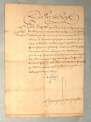 Item #96 WAR OF AUSTRIAN SUCCESSION MILITARY ORDERS, KING LOUIS XV OF FRANCE