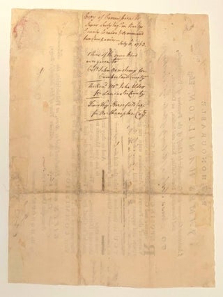 FRENCH & INDIAN WAR MILITARY COMMISSION FOR A PENNSYLVANIA PROVINCIAL OFFICER.